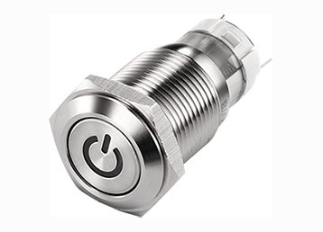 2- waterproof led Spdt Push Button Switch for power symbol