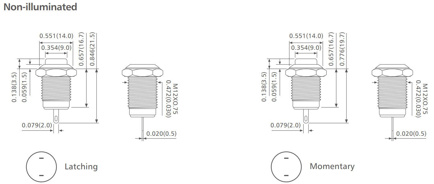 1-L12 Series lighted Anti vandal switch drawing