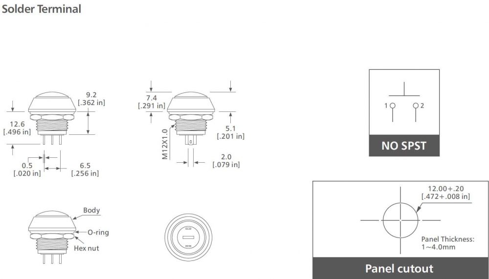 1-V12 Series Customized Anti vandal switch drawing