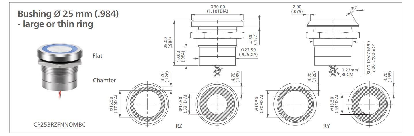 CP25 Series PNP capacitive switch switch drawing