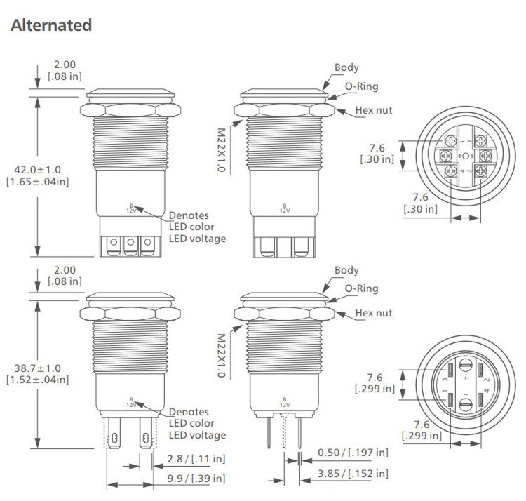 L19 Series vandalproof metal Anti vandal switch drawing