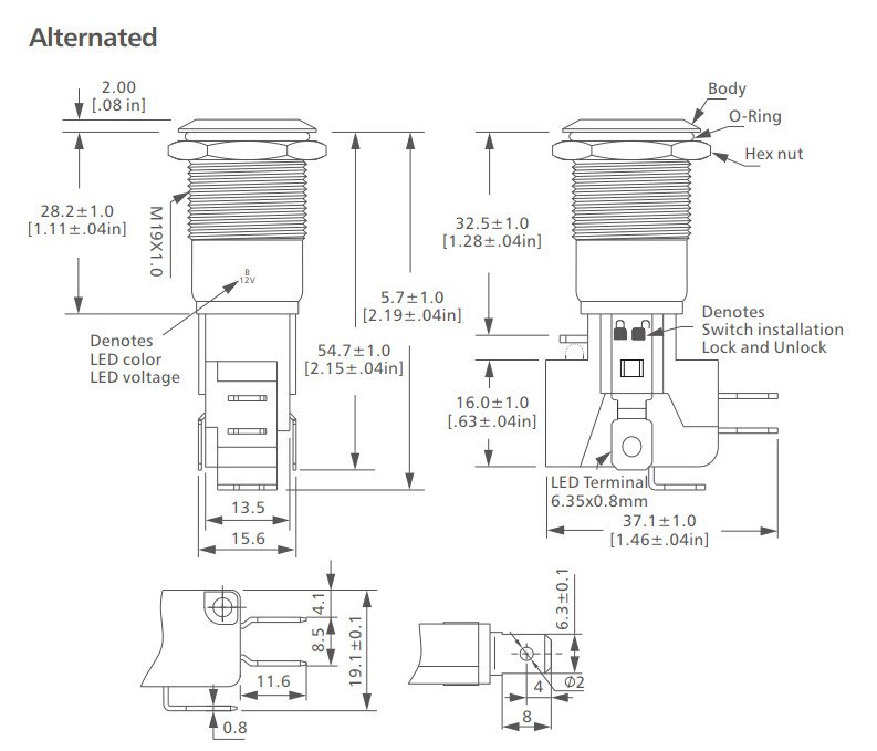 L19B Series SPDT Anti vandal switch drawing