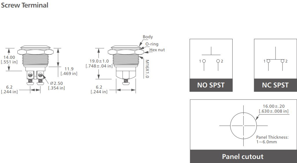 3-V16 Series long life Anti vandal switch drawing