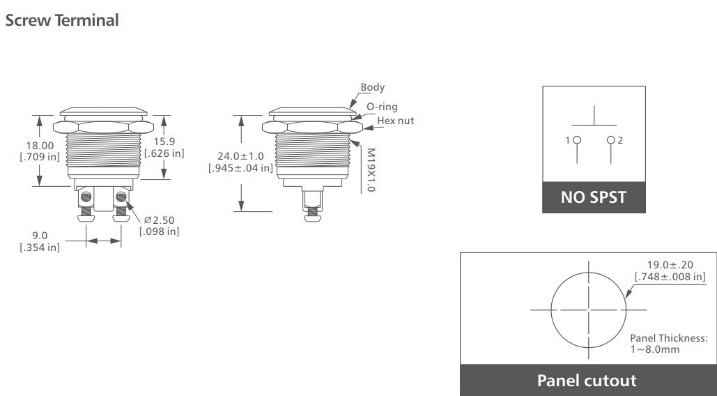 3-V19 Series on-off Anti vandal switch drawing