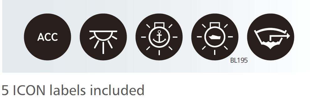 BL16,19, 22, 25 Series 16-25mm Anti vandal switch with label kit 5 icons
