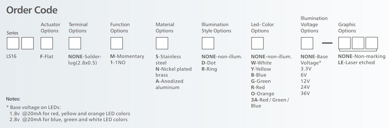 LS16 Series high quality Anti vandal switch order code
