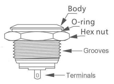 Figure 13 Parts of low-profile push-button switch