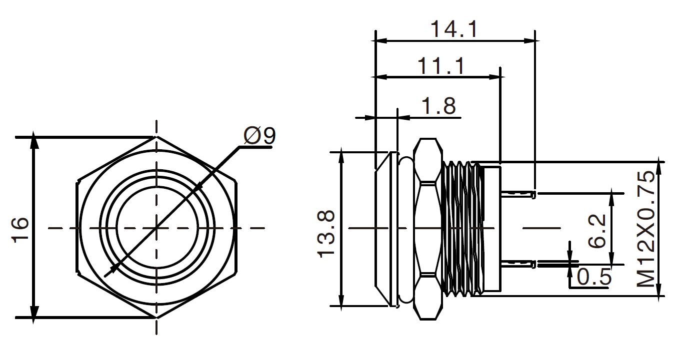 L12U vandal resistant switch drawing