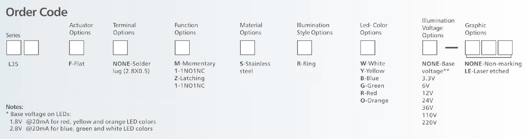 2-L35 metal anti vandal switch order code