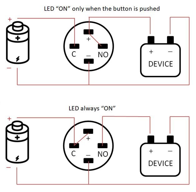 Illuminated SPST push button switch wiring guide