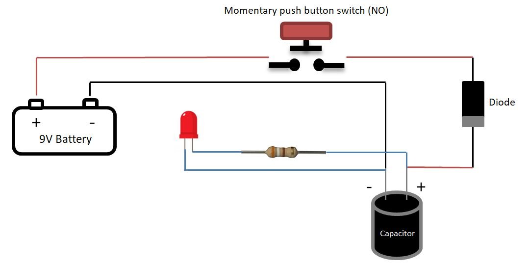 Momentary push button switch circuit