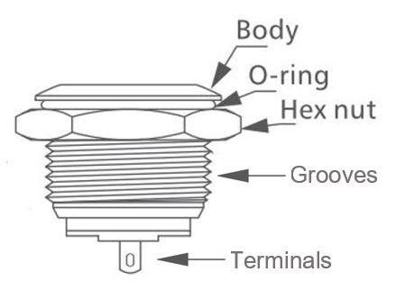 Figure 6 Normally closed push button switch components