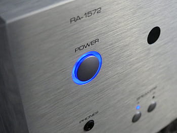 Power push button switch on audio equipment