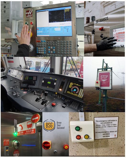 Applications of the emergency stop push button