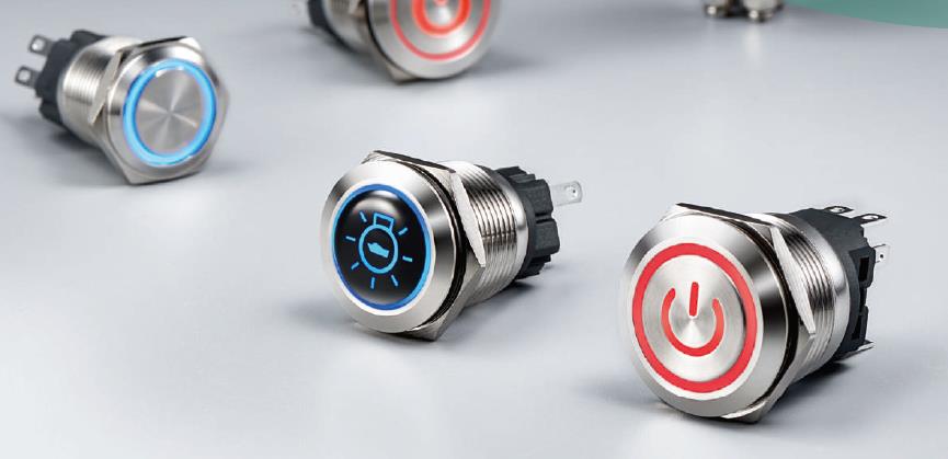 Different types of the lighted pushbutton switch