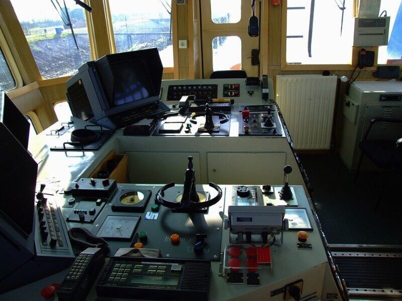 Bridge controls of a tugboat
